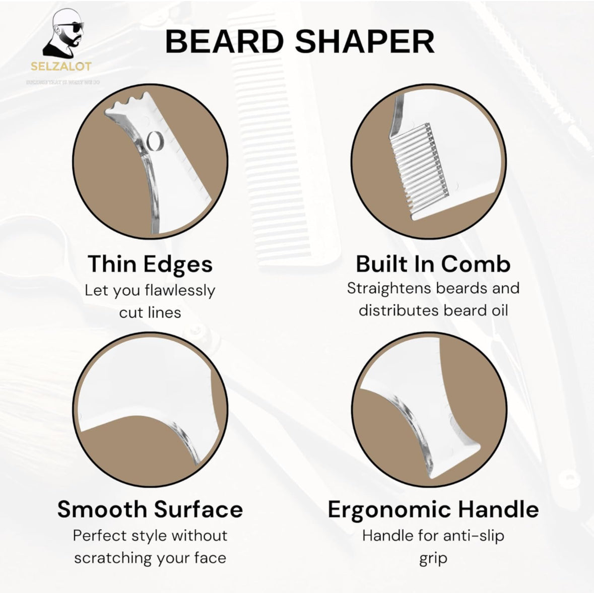Beard Shaper for Men Beard Lineup Tool for Grooming Beard Guide Shaping Tool for Straight & Curve Cut Barber Tools Goatee Shaper Beard Template for Men to Style Facial Hair