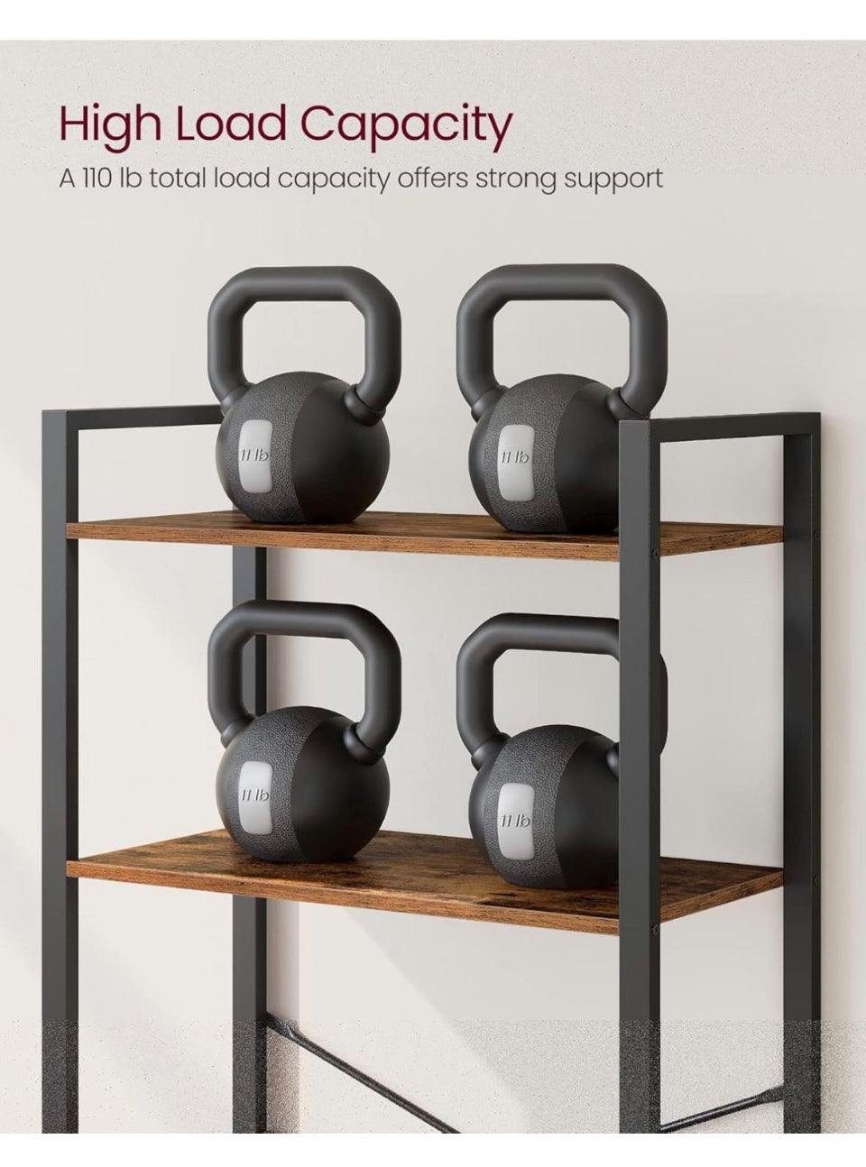 VASAGLE 5-Tier Bookshelf Industrial Style with Steel Frame, Rustic Brown and Ink Black, 11.8 x 26 x 60.2 Inches, ULLS061B01 Bookcase, Book Shelf, for Living Room, Home Office, Study