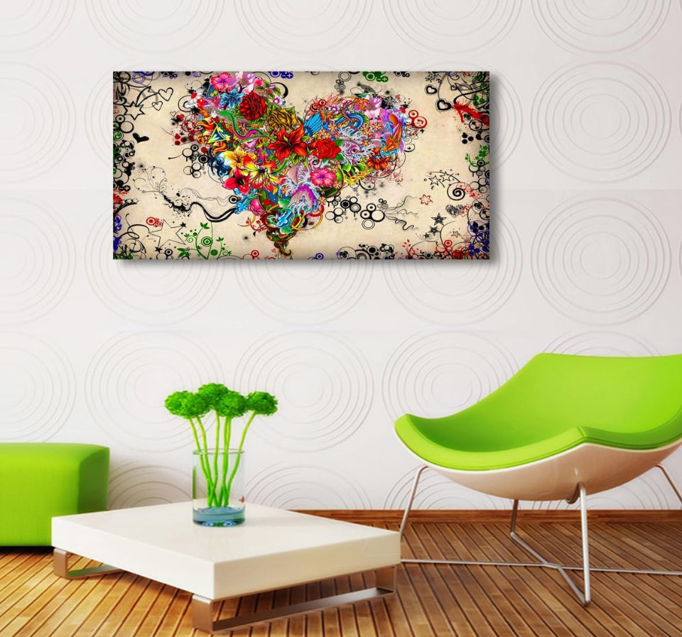 Brand New SiGuTie Love Heart Wall Art Canvas Prints Colorful Flowers Painting Bedroom Wall Decor Abstract Floral Pictures for Living Room
Bathroom Kitchen Office Home Decoration 24x48
Artwork Easy Hanging