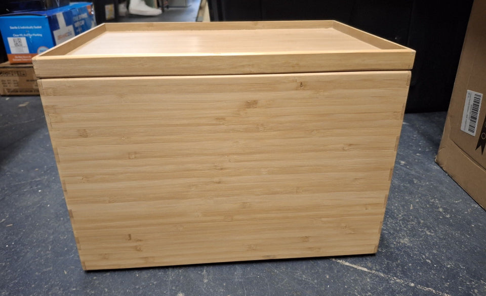 Open Box New BAMOTTO Lidded Bamboo Storage Bins & Box/Cube/Basket, Home Kitchen and Office Storage Boxes with Handles & Stackable for Organizer Table