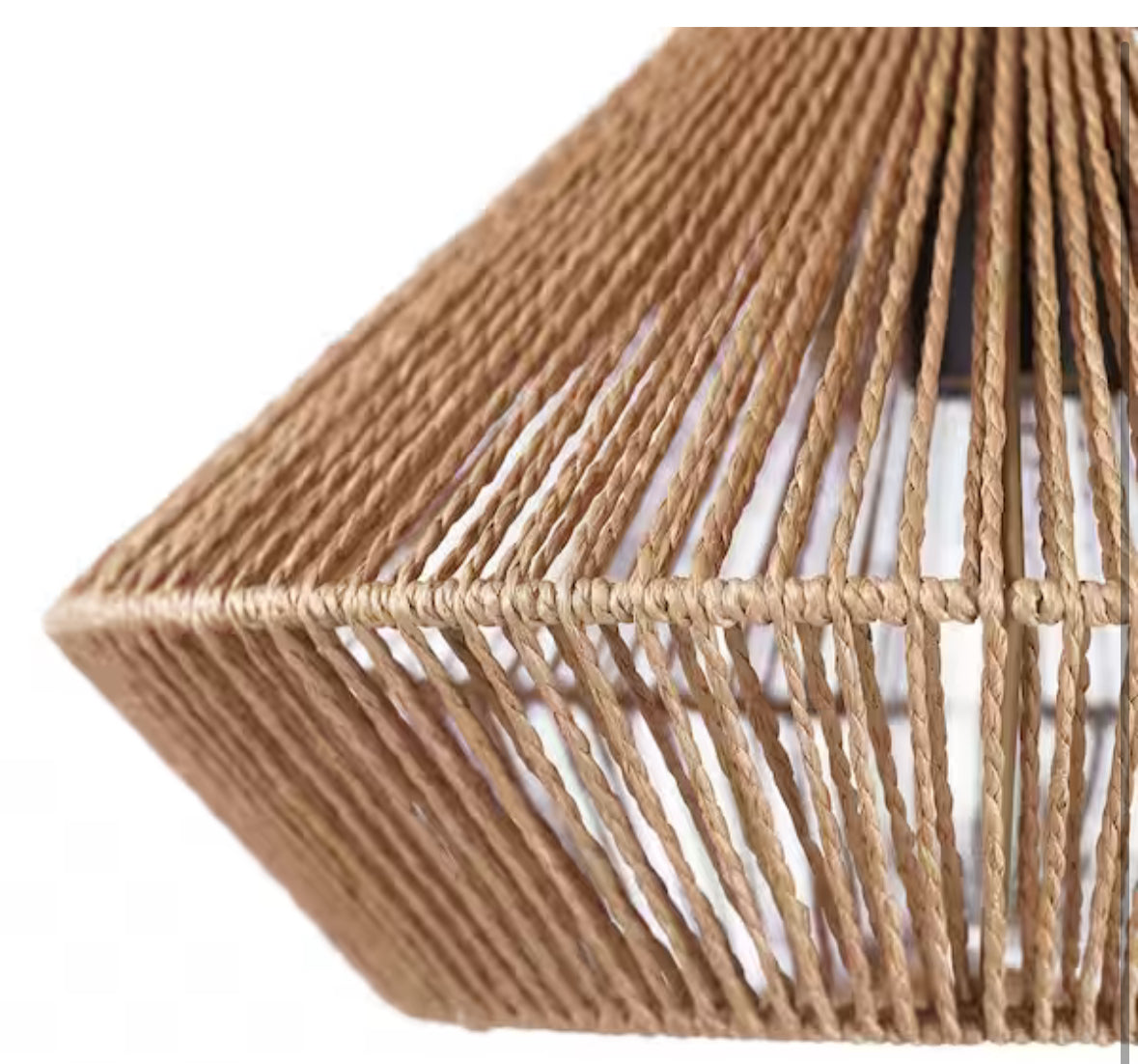 Hampton Bay Savannah 1-light Matte Black Shaded Pendant Light with Paper Twine Shade