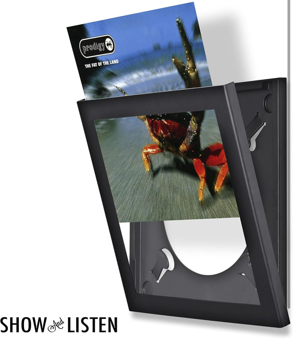 Open Box Show and Listen Album Cover Display Frame, Flip Frame Displays Vinyl Records (Four Pack, Black)