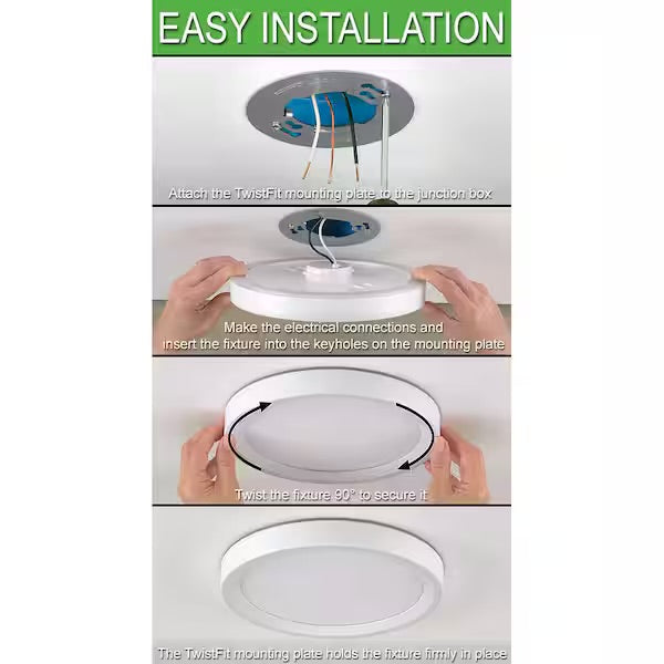 Open box Commercial Electric 7.5 in. Round White Oil Rubbed Bronze Trims LED Flush