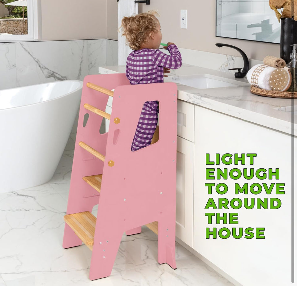 Open box ocodile Toddler Standing Tower - Adjustable Height Toddler Kitchen Stool Helper - Ideal Kids Kitchen Step Stool for Learning New Skills - 202
