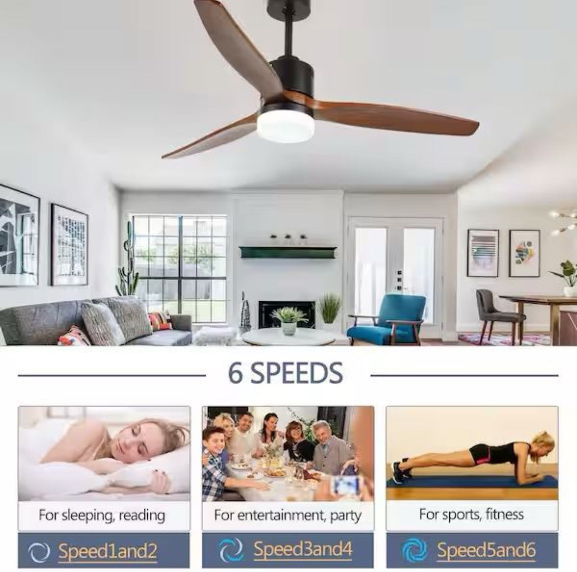 Open Box New Oaks Aura Novella 52in. LED 6-Speed Solid Wood IndoorJapandi-Zen Ceiling Fan With Light,Latest DC Motor, Matte Black