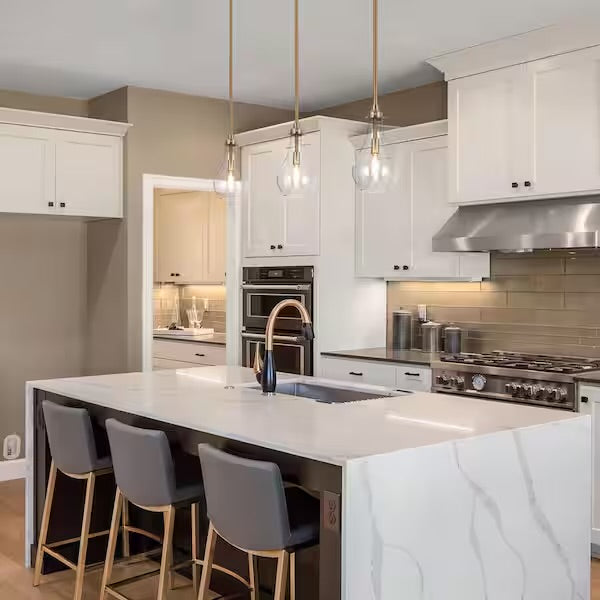 Open Box Uolfin Modern Kitchen Island Teardrop Pendant Light 1-Light Brass Gold Dome Hanging Pendant Light with Clear Glass Shade