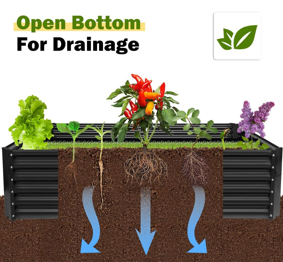 Brand New UOPASD Galvanized Raised Garden Bed kit, 6.5x4x1.5ft Metal Large Planter Box, Stock Tank Outdoor for Vegetables, Flowers, Herbs Black Grey