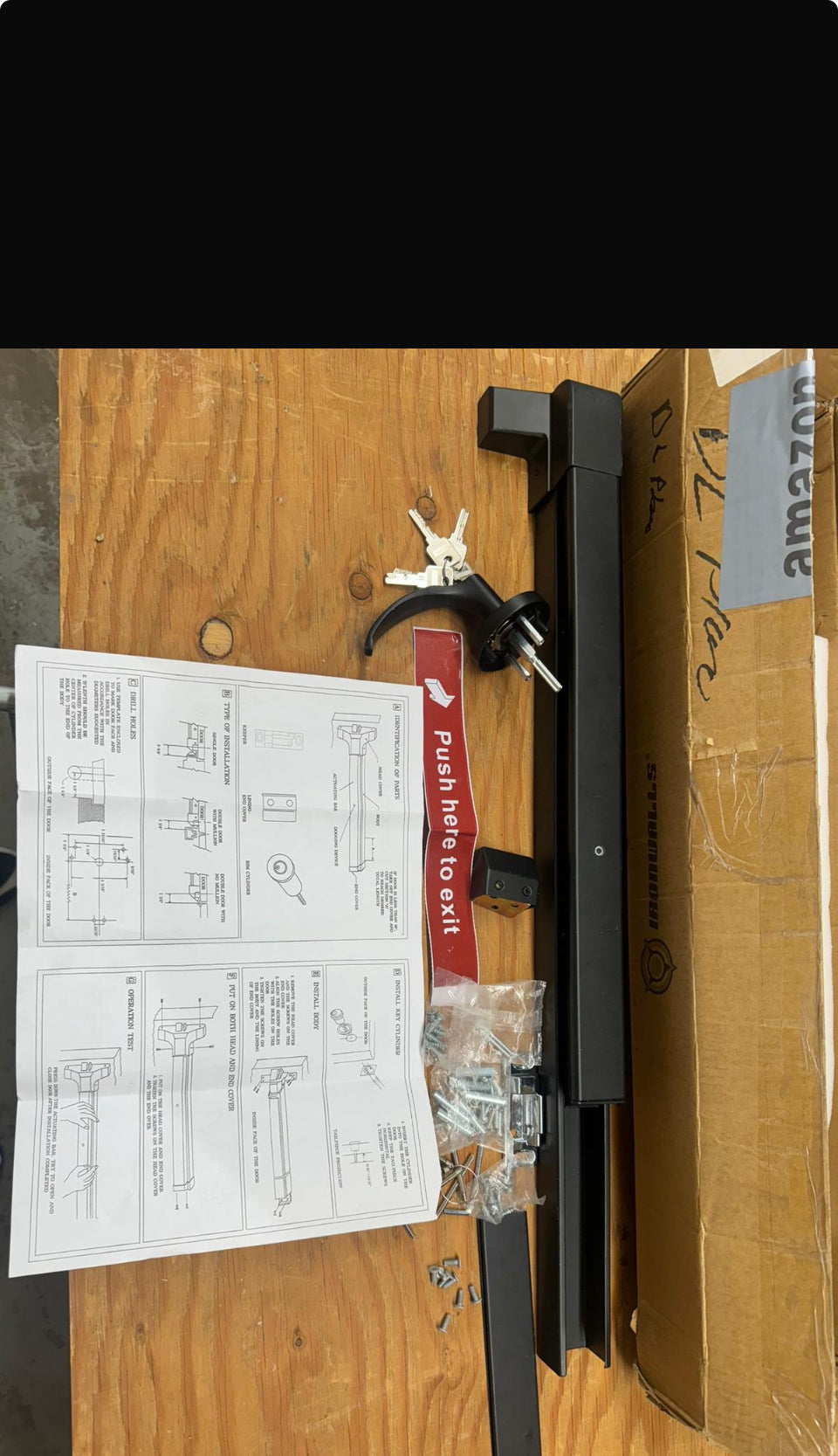 IRONWALLS Door Push Bar Panic Exit Device Aluminum with Handle Lever, Black 32" Commercial Push Panic Bars for Emergency Exit Doors, Heavy Duty Panic - Selzalot