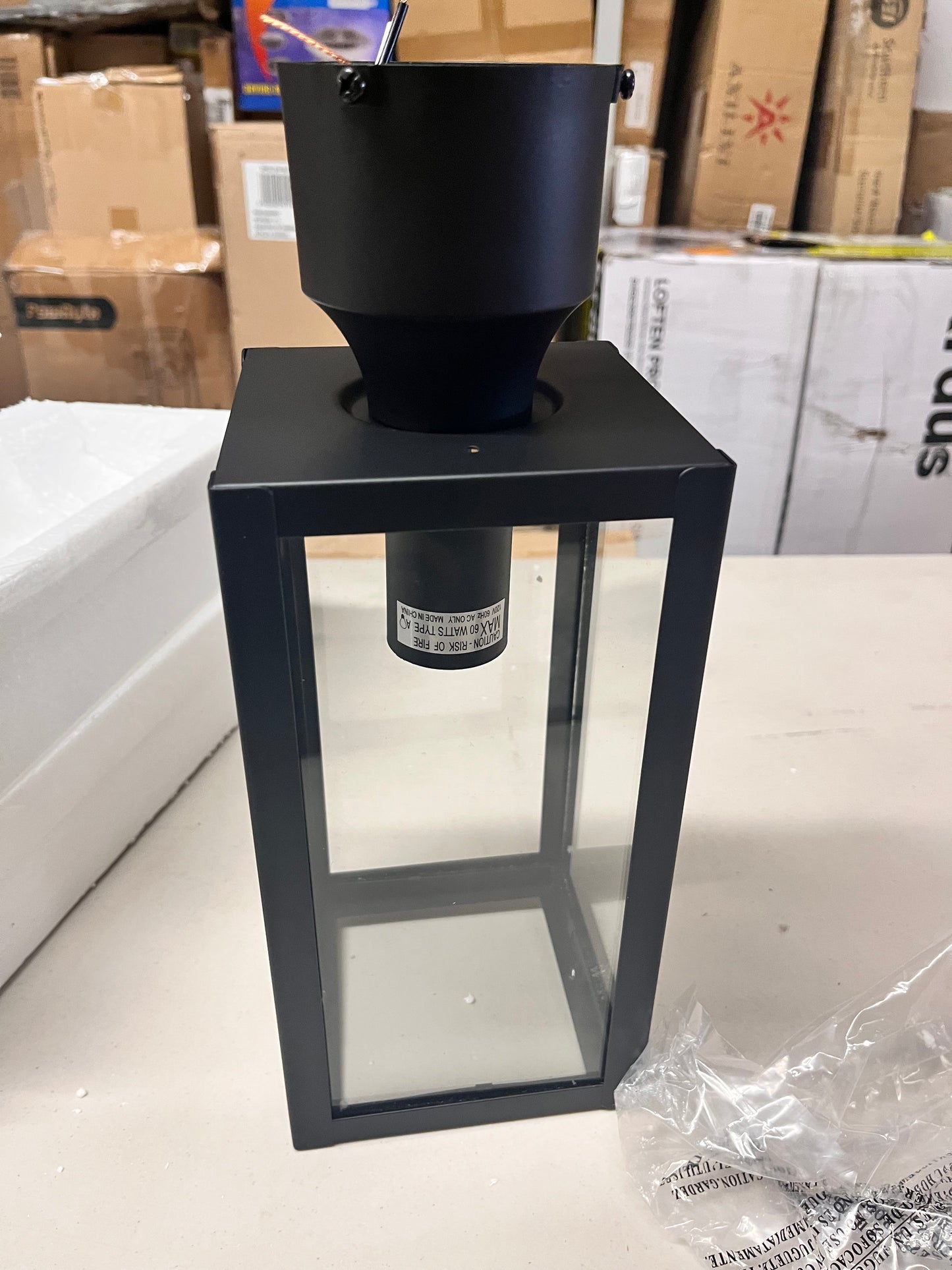 Open Box New YAOKUEM Outdoor Post Light, Pole Lantern, E26 Base 60W Max, Metal Housing Plus Glass, Wet Location Rated, Bulbs not Included, Matte Black