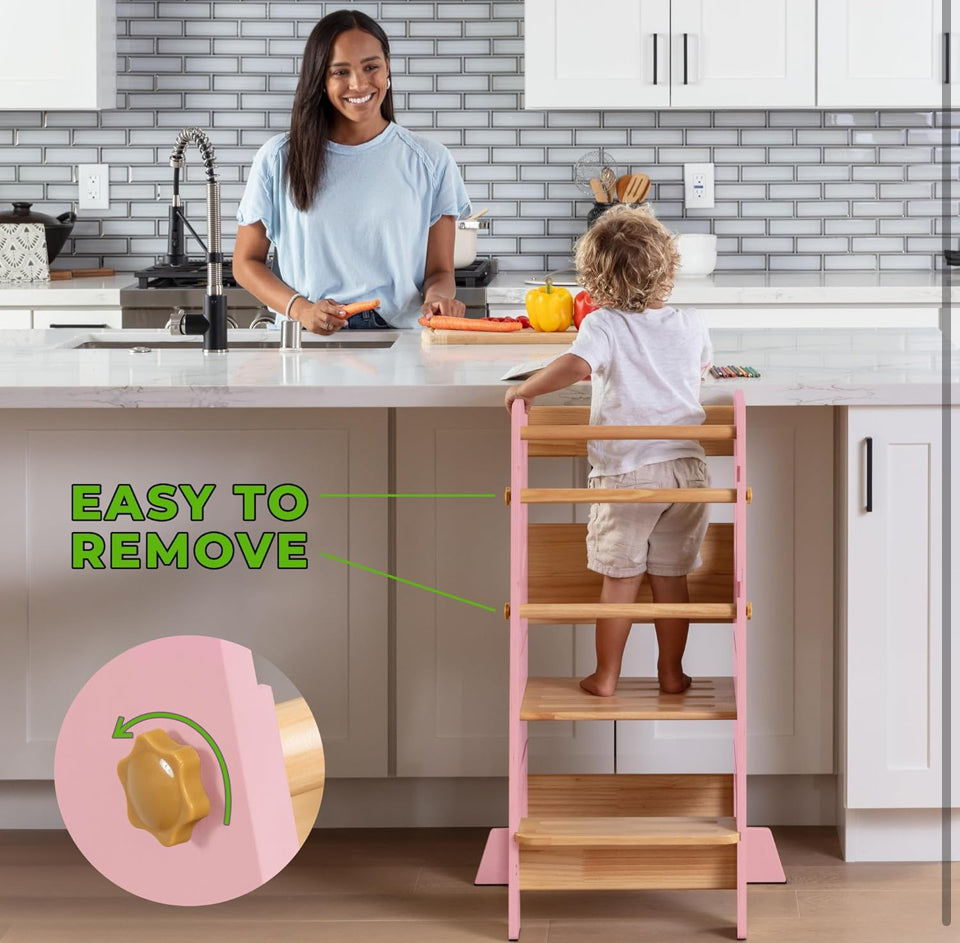 Open box ocodile Toddler Standing Tower - Adjustable Height Toddler Kitchen Stool Helper - Ideal Kids Kitchen Step Stool for Learning New Skills - 202