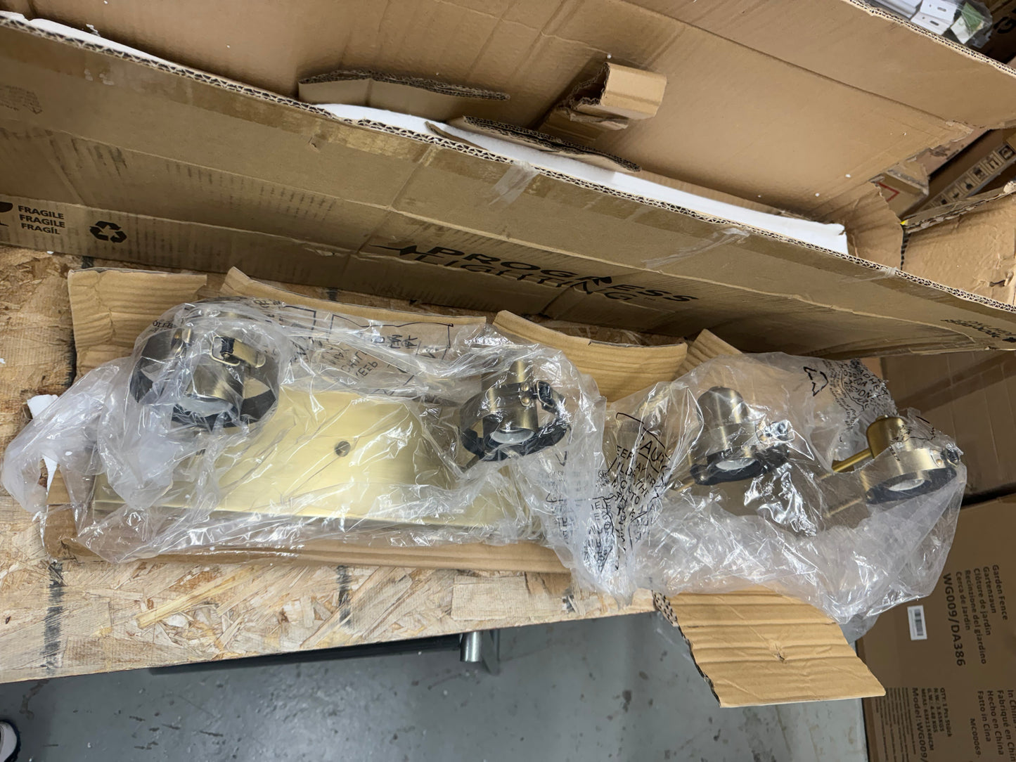Progress Lighting Calhoun Collection 30-1/4 in. 4-Light Gold Vintage Brass Clear Glass Farmhouse Urban Industrial Bathroom Vanity Light