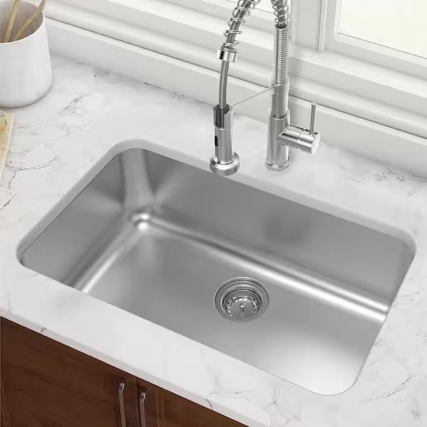 Open Box Glacier Bay Builder 30 in. Undermount Single Bowl 18 Gauge Stainless Steel Kitchen Sink with Strainer