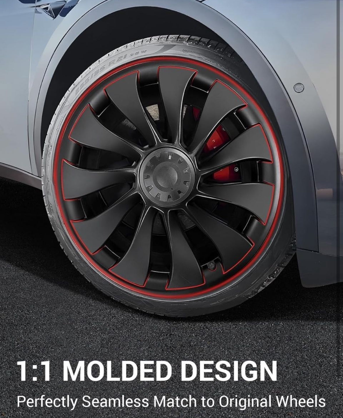 BASENOR Tesla Model Y 21 Inch Wheel Rim Protector ABS Rim Guard Hubcap Curb Rash Cover Car Protection Tire Trim Rings for Model Y Exterior Ac
