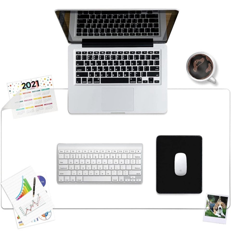 Awnour Clear Desk Mat Multi-functional Desk Pad, 36 x 20 inches - Durable Desk Protector with Anti-slip Base, Transparent view, Spill-resistant Design