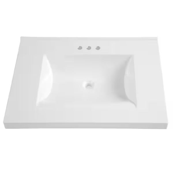 Open Box Glacier Bay 31 in. W x 22 in. D Cultured Marble White Rectangular Single Sink Vanity Top in White