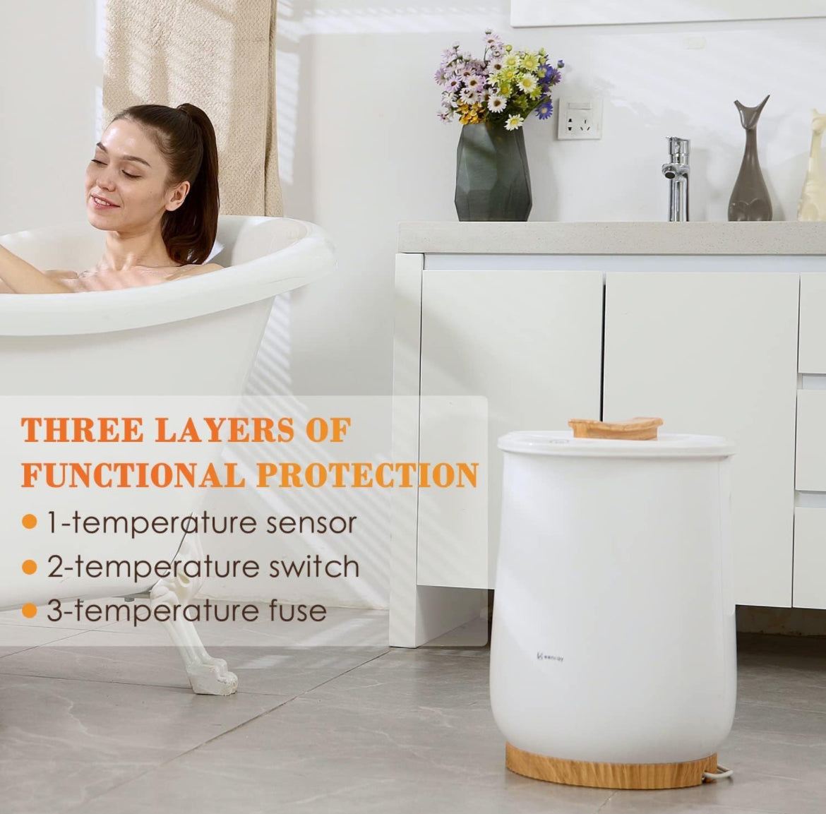 Towel Warmers, Luxury Bucket Towel Warmer, Large Towel Warmer for Bathroom, Auto Shut Off, Fits Up to Two 40"X70" Oversized Towels, Bathrobes, Blanket - Selzalot