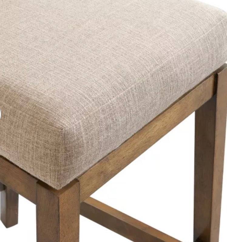 Ellie Counter Height Barstool with Back Brown - Alaterre Furniture: Upholstered Swivel, Rubberwood Frame