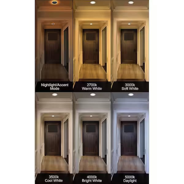 Brand New Commercial Electric 4 in. Adjustable CCT Integrated LED Canless Recessed Light Trim with Night Light 650 Lumens Reduces Glare and Eye Strain
