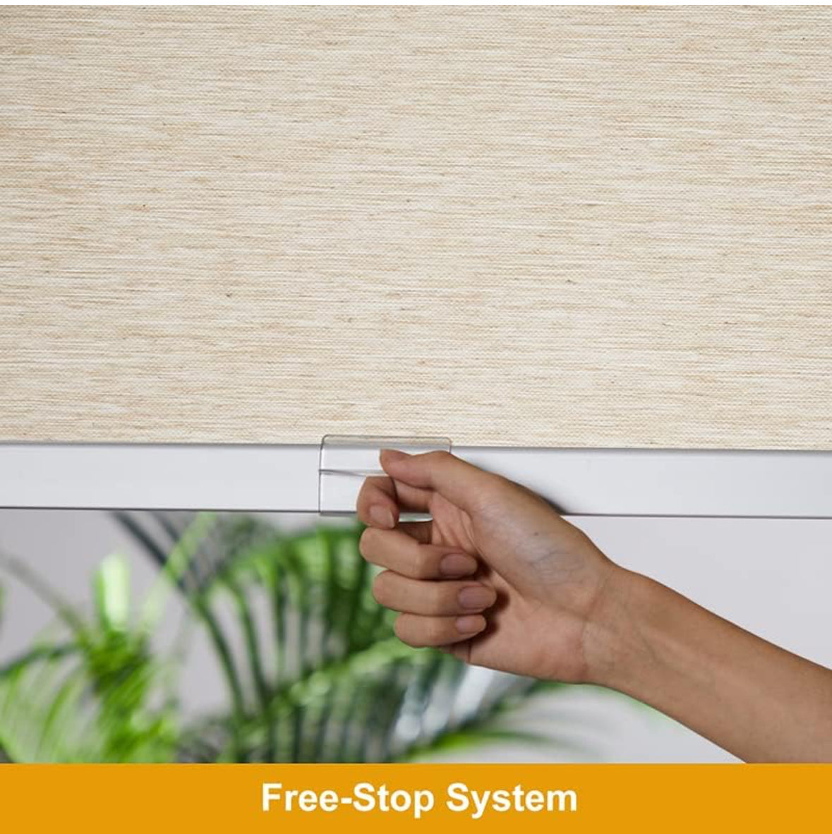 Persilux Light Filtering Window Blinds, Natural Woven Fabric Free-Stop Cordless Roller Window Shades for Home (Khaki 35" x 72") UV Protection Privacy
