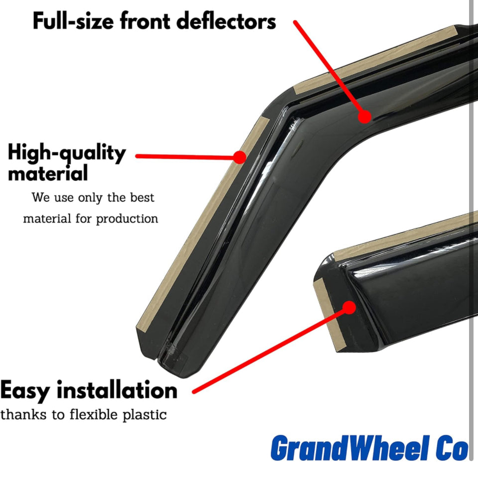 GrandWheel Co Smoke Tinted in-Channel Side Window Vent Visor Deflectors Rain Guards Compatible with Honda CR-V 2017- 2022 - 4pcs. GW0217