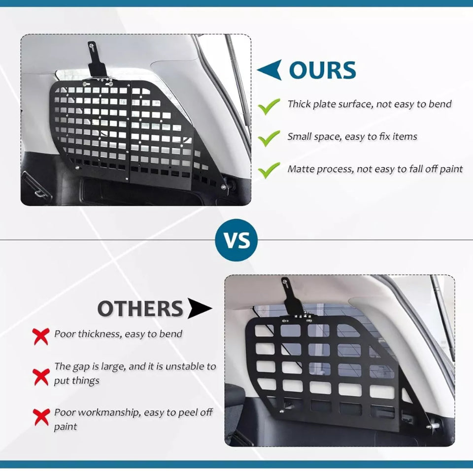 Open Box Modular Storage Panel System Rear Window Molle Panel with 10 Fastening Tape for