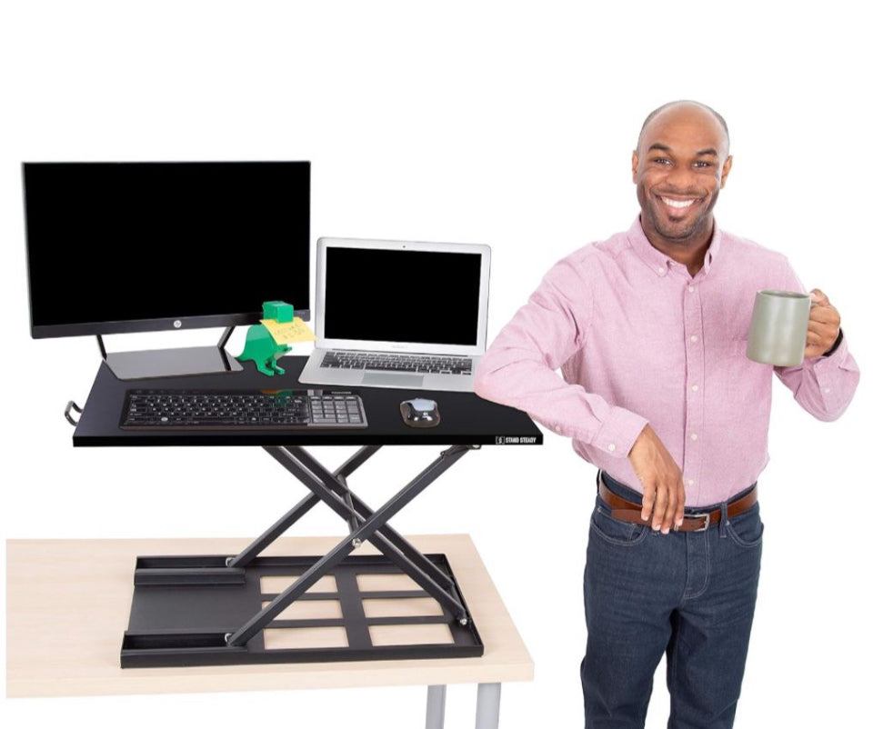 Stand Steady X-Elite Pro Standing Desk Converter | Instantly Convert Any Desk into a Stand Up Desk | Easy Lift Height Adjustable Standing Desk | No As - Selzalot