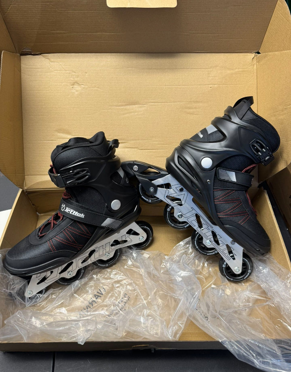 JetHok Fitness Inline Skate, Professional Aluminum Inline Rollerskates Outdoor (Black and Red, Size 7-11)