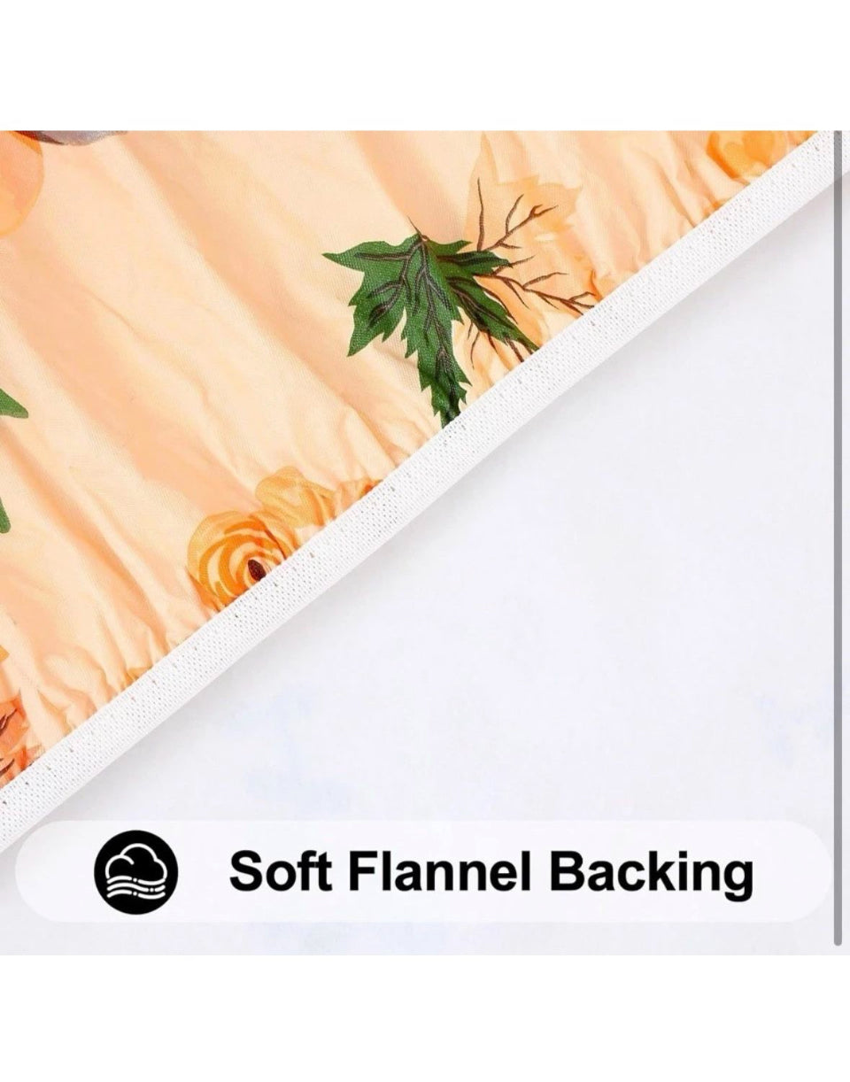 New Smiry Plastic Thanksgiving Tablecloth, Pumpkin Waterproof Elastic Fitted