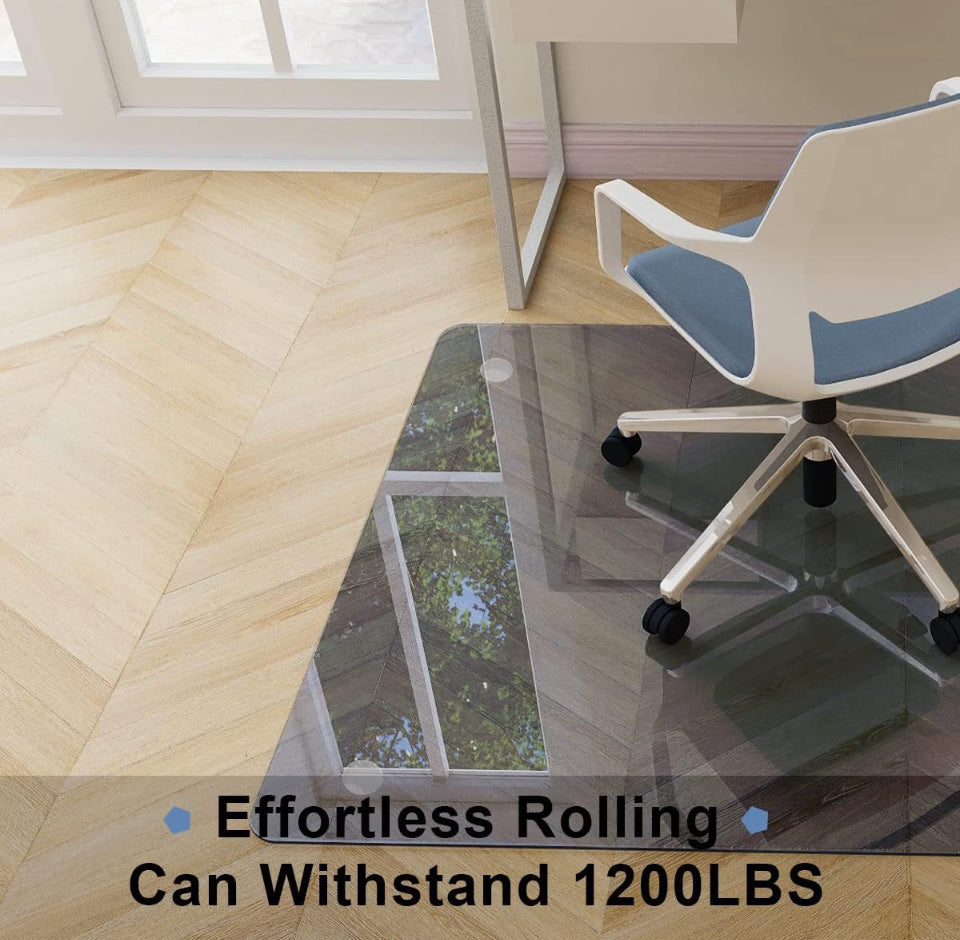Easly 36" x 46" Chair Mat for Carpet - Office Chair Mat - Tempered Glass Floor Mat for Home/Office/Carpet Clear Computer Floor Mat - with 4 Anti-Slip - Selzalot