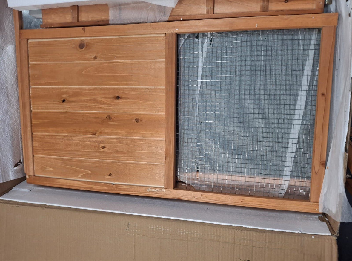 Open Box Ogrmar Chicken Coop Large Wooden Outdoor Bunny Rabbit Hutch Hen Cage with Ventilation Door, Removable Tray & Ramp Garden Backyard Pet House C