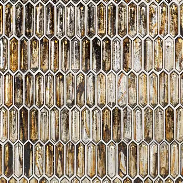 New Sealed Ivy Hill Tile Fargin Golden Crust Elongated Hexagon 12 in. x 10 in. x 7mm Polished Glass Mosaic Tile (0.82 sq. ft.)