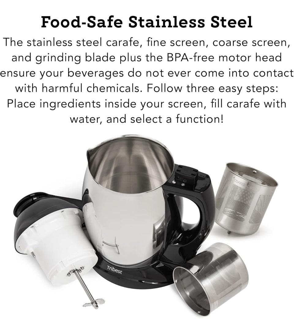 Open Box Tribest SB-130 Soyabella, Automatic Soy Milk and Nut Milk Maker Machine, Stainless Steel Large, Silver