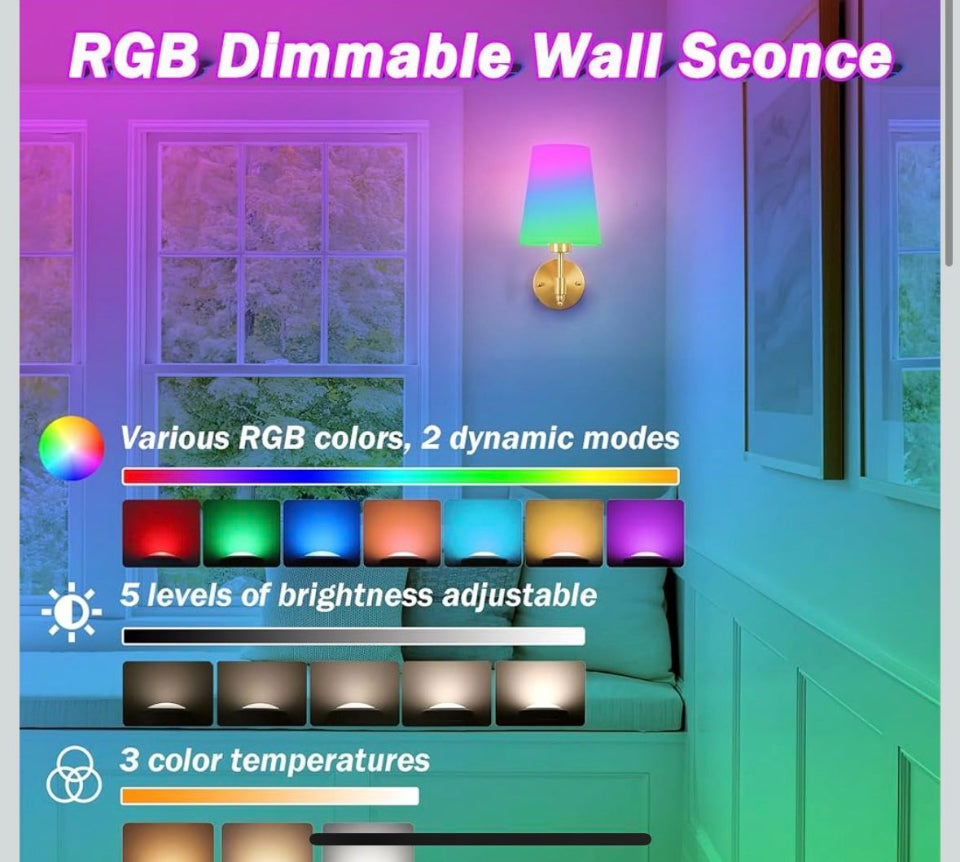 Open Box New Battery Operated Wall Sconce: Gold Wireless Wall Lights with Magnetic LED Battery Bulb, Easy to Eject Charge, Renter Friendly Wall Lamp f