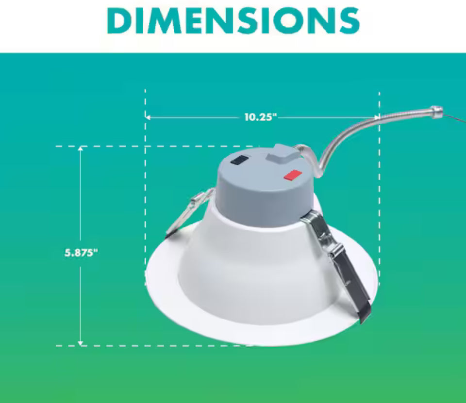 Open Box Simply Conserve 8 in. Selectable CCT Canless Integrated LED Retrofit White Recessed Light with Selectable Lumen CEC Compliant (4-Pack)
