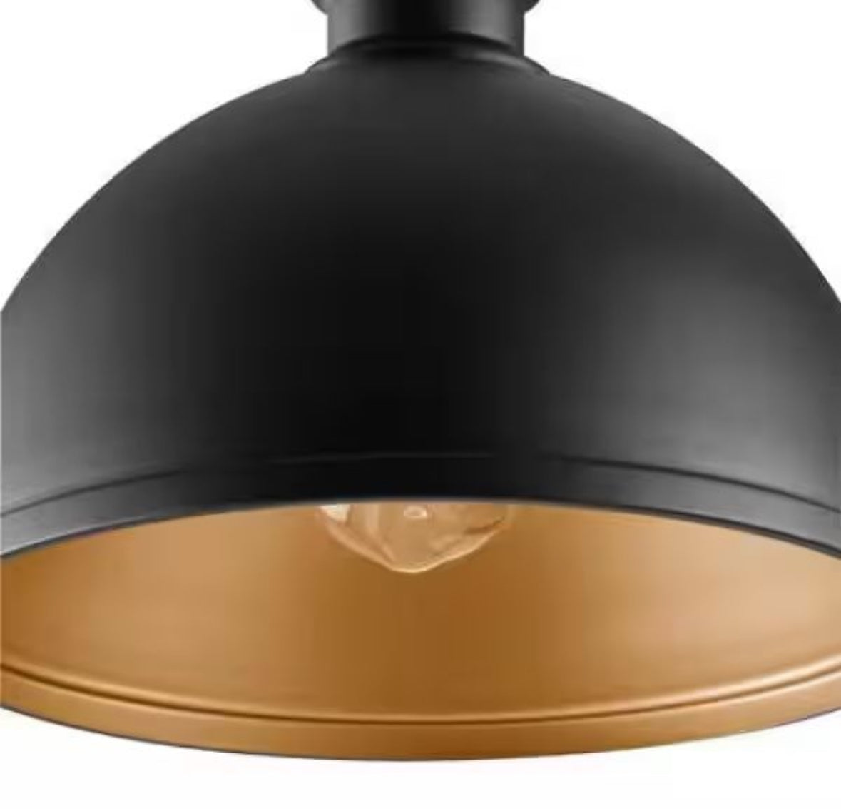 Open Box Hampton Bay Talullah 1-Light Matte Black Pendant Lighting with Gold Interior