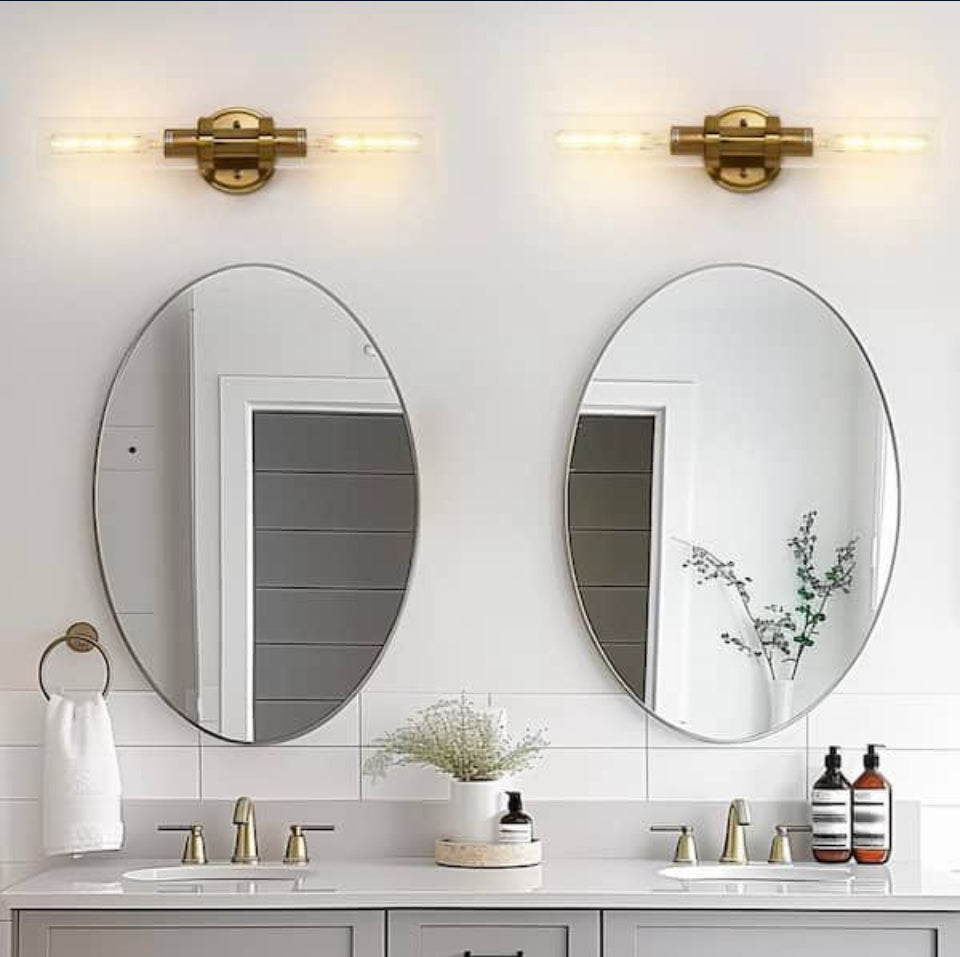 Open Box New YANSUN 18 in. 2-Light Gold Bathroom Sconces with Clear Glass, Bathroom Vanity Light Fixtures, Modern Wall Lights for Mirror