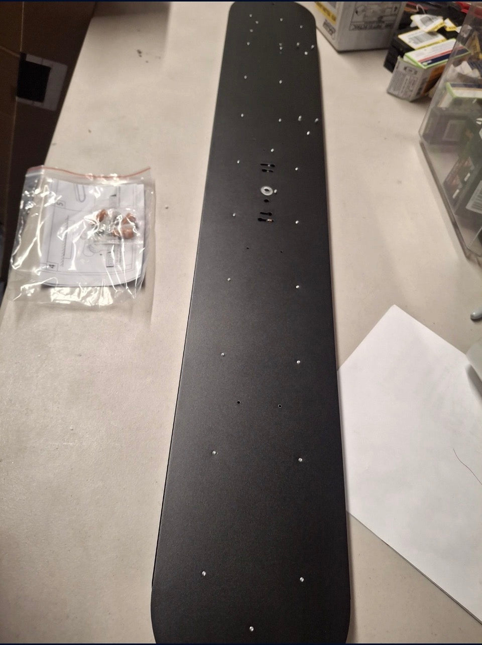 Lumin 38 in. W 1-Light Black and Wood Integrated LED Flush Mount Minimalist Long Oval Ceiling Light for Bathroom/Kitchen