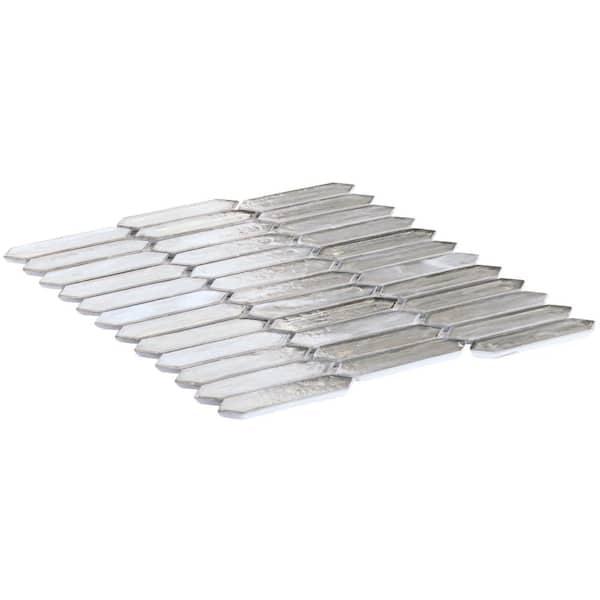 Open Box Ivy Hill Tile Fargin Silver Haze Elongated Hexagon 12 in. x 10 in. x 7mm Polished Glass Mosaic Tile (0.82 sq. ft.)