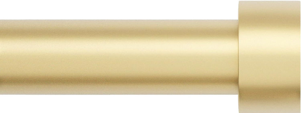 Zeerobee gold curtain rod with adjustable length 48 to 84 inches, 1-inch diameter.