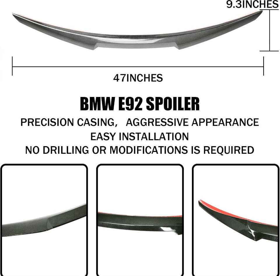 Open Box KINTOP Rear Spoiler Compatible with 2007-2013 E92 3 Series Coupe 2 Door 328i 335i 335xi 335is 335i & E92 M3 Coupe Wing Rear Trunk Wing Rear T