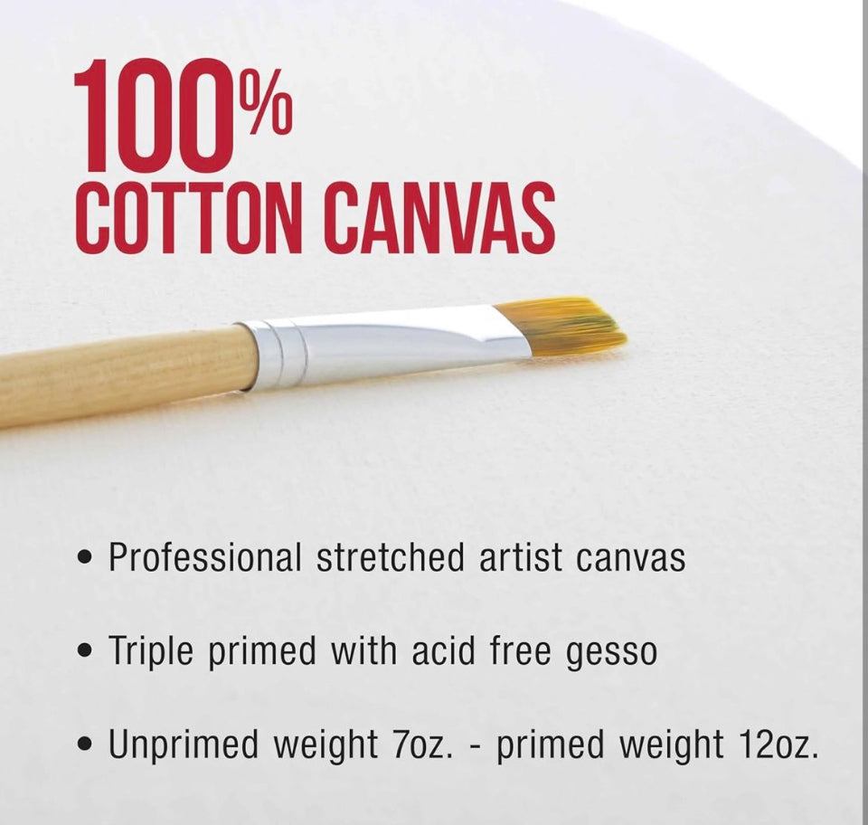 U.S. Art Supply 36 inch Diameter Round Gallery Depth 1-1/2" Profile Stretched Canvas 2-Pack - Acrylic Gesso Triple Primed 12-Ounce 100% Cotton Acid-Fr