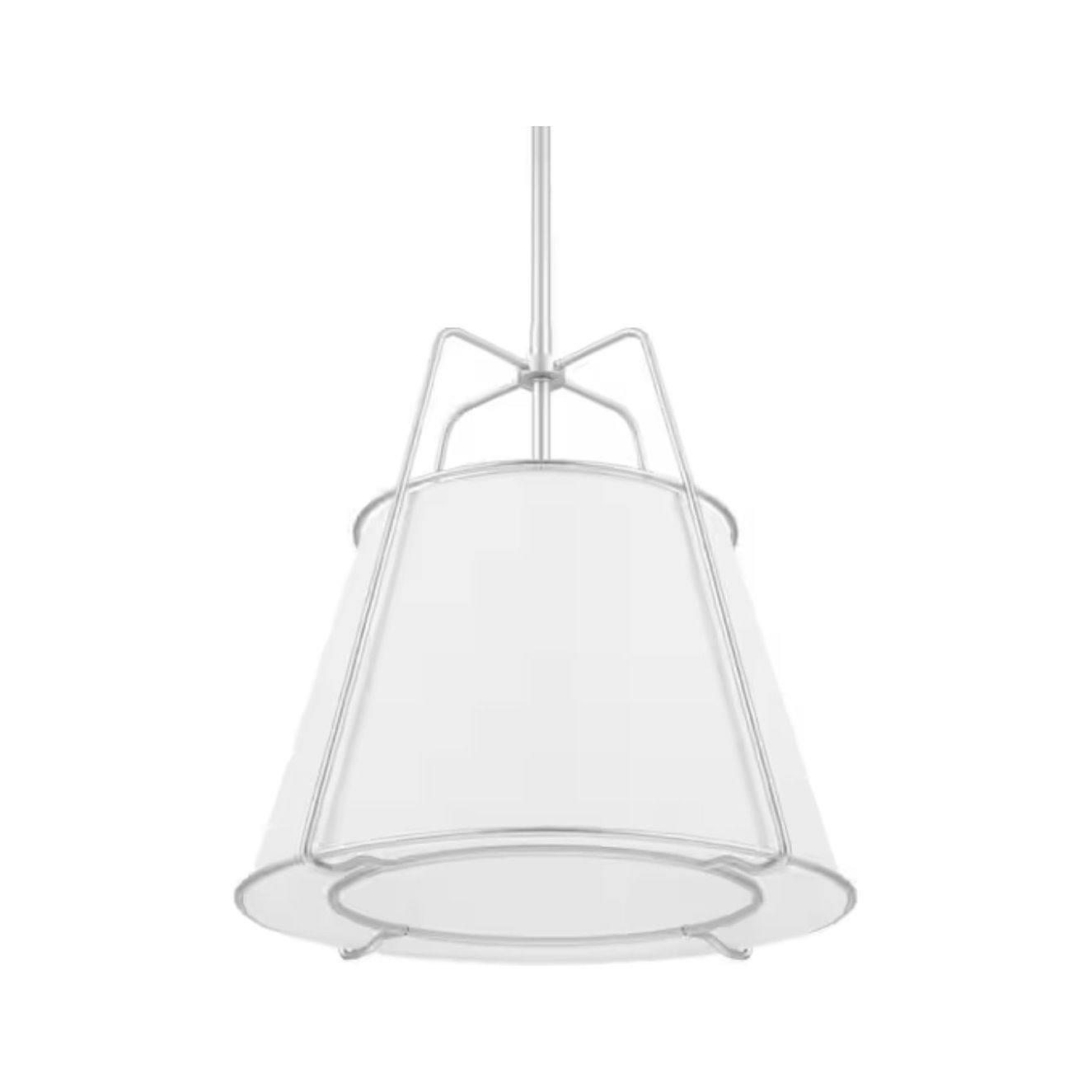 Havenport 2-Light Silver Pendant with White Fabric Shade - Selzalot