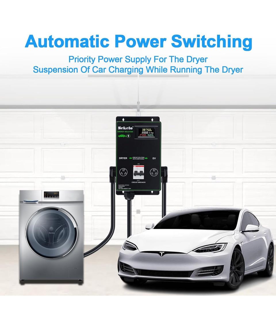 Open Box Sekelo Smart EV Charging Integration: Sekelo Automatic Power Switch for Dryer & EV, NEMA 10-30, Fast Charging, Realtime Display