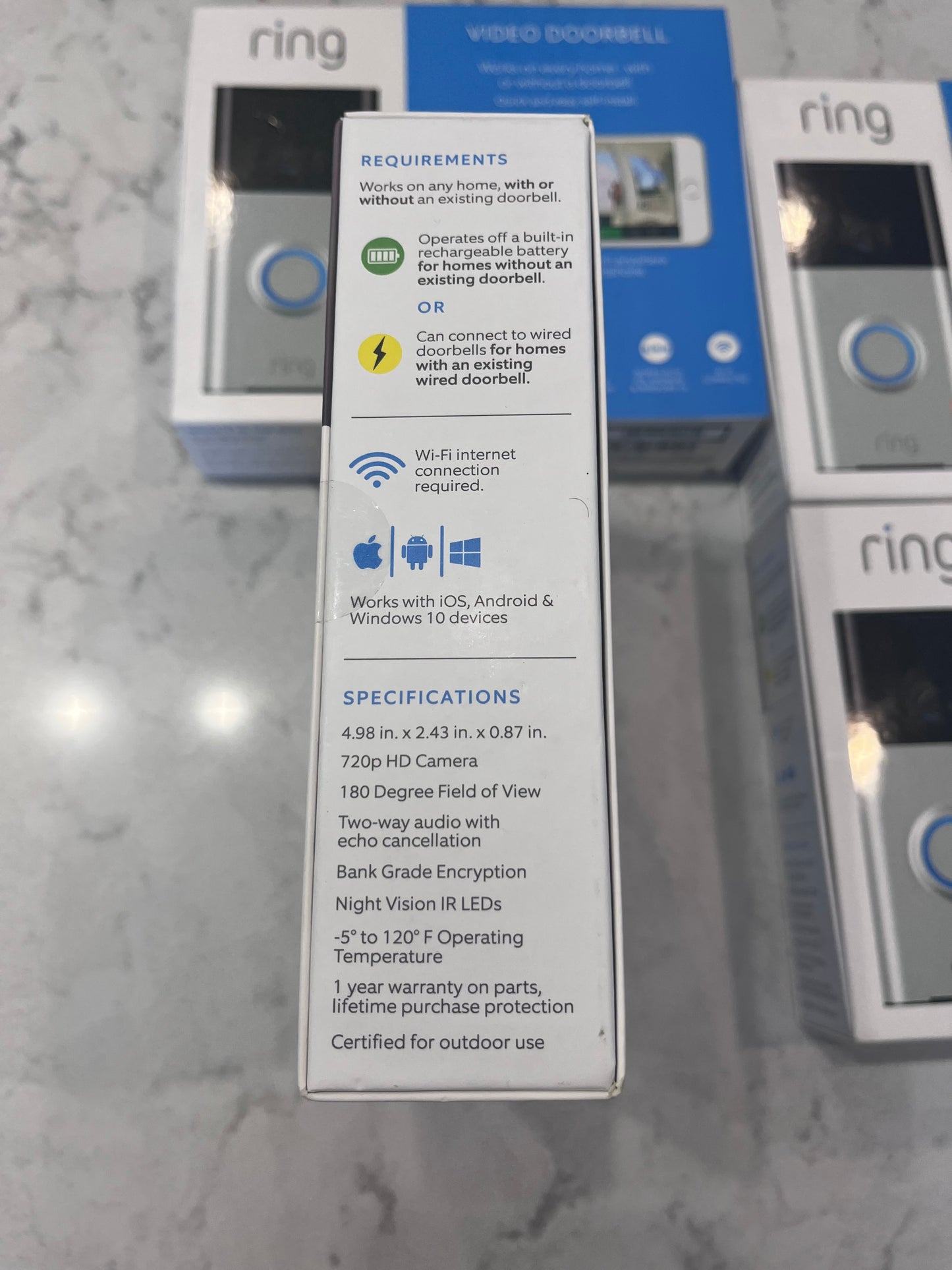 Brand New Ring Battery Doorbell with Head-to-Toe HD Video, Live View with Two-Way Talk, and Motion Detection & Alerts