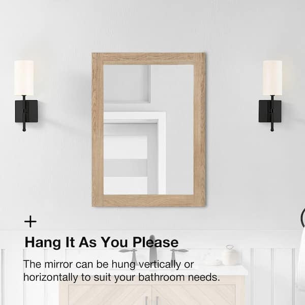 Open Box GLACIER BAY Huckleberry 24 in. W x 32 in. H Rectangular Framed Wall Mount Bathroom Vanity Mirror in Weathered Tan