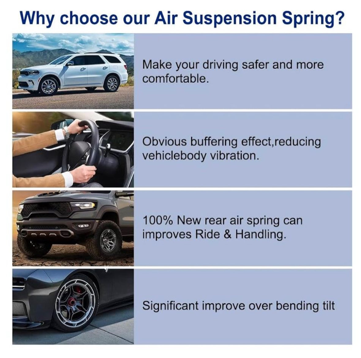 Airsusfat Rear Air Suspension Spring for Dodge Ram 1500 2013-2018 Air Bellows 68248948AA 04877136AA 04877136AB