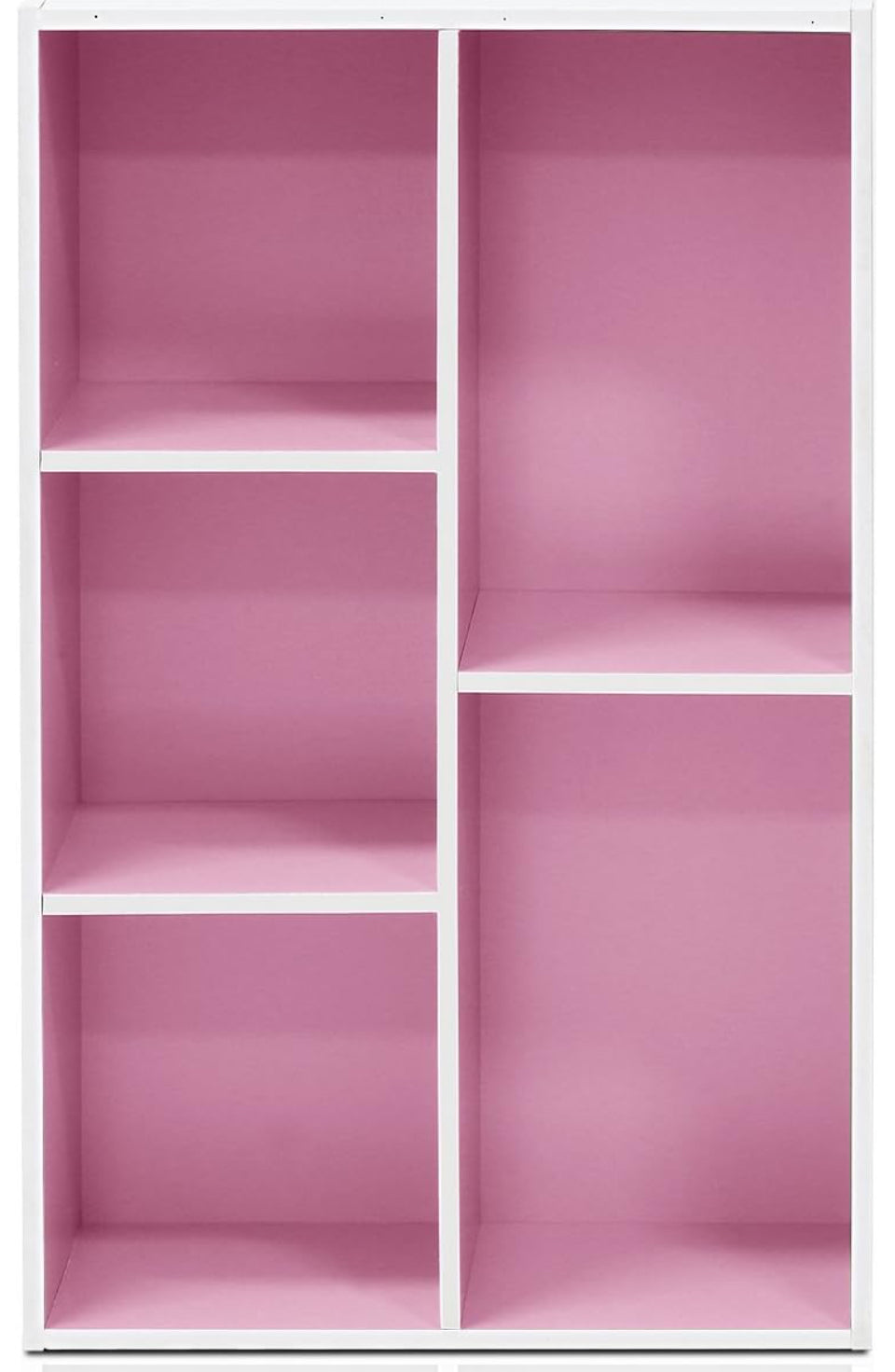 Open Box Furinno Luder Bookcase / Book / Storage , 5-Cube, White and pink