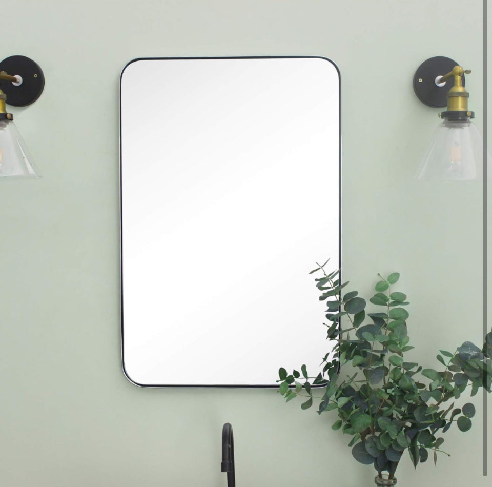 GRACTO 20x30 inch Chrome Stainless Steel Metal Framed Bathroom Mirror Wall Mounted Rounded Rectangular Bathroom Vanity Mirror - Selzalot