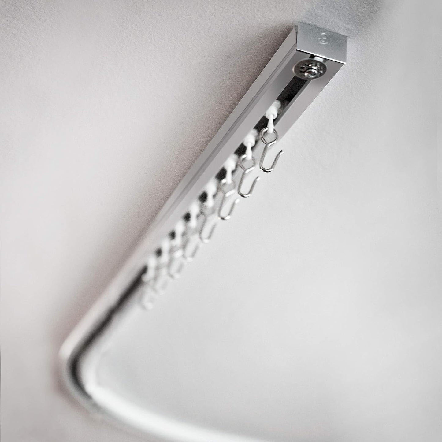 Room/Dividers/Now Corner Ceiling Track Set for Curtains with Hooks - 90 Degree Angle (Silver) | Ceiling Curtain Track Set for Corner | Curved Curtain - Selzalot