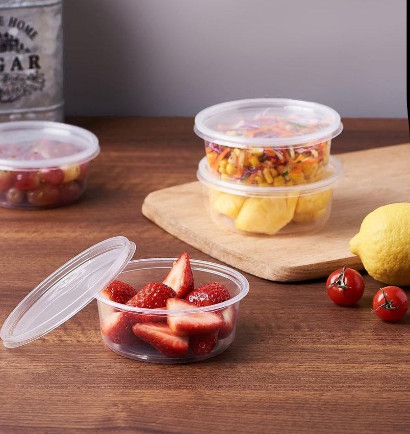 FULING [50 Set - 8 oz. Plastic Deli Food Storage Containers With Lids